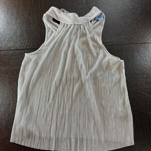 Elegant Light Silver Sleeveless Top Sz L - New